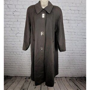 VTG Charles Klein Brown Wool Blend Forstmann Collared Long Over Coat USA XL